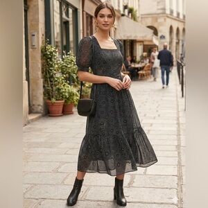 NWT Ted Baker Maganie Puff Sleeves Maxi dress  Size Uk 3 - US  8